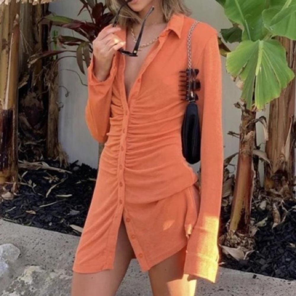 With Jeans Orange Mini Dress - Picture 2 of 4